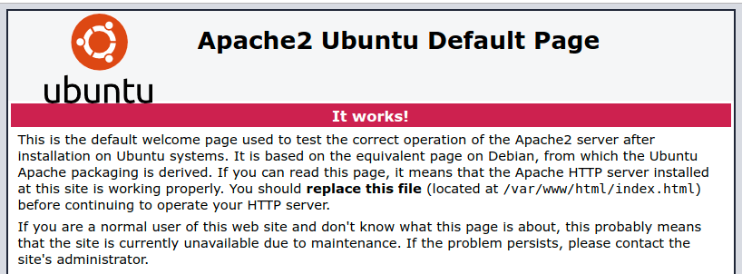 Página padrão do Apache
